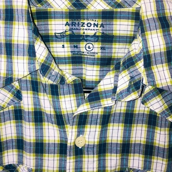 ARIZONA JEAN CO. Blue & Yellow Plaid Button Up - Picture 2 of 4